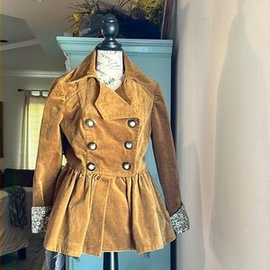 Anthropologie Idra Velvet Double Breasted Coat. Size 6 Lined with Petticoat.
